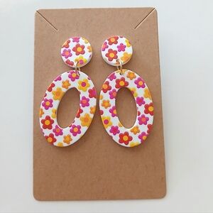 Fashion Jewelry Floral Earrings - Pink, Orange, Yellow